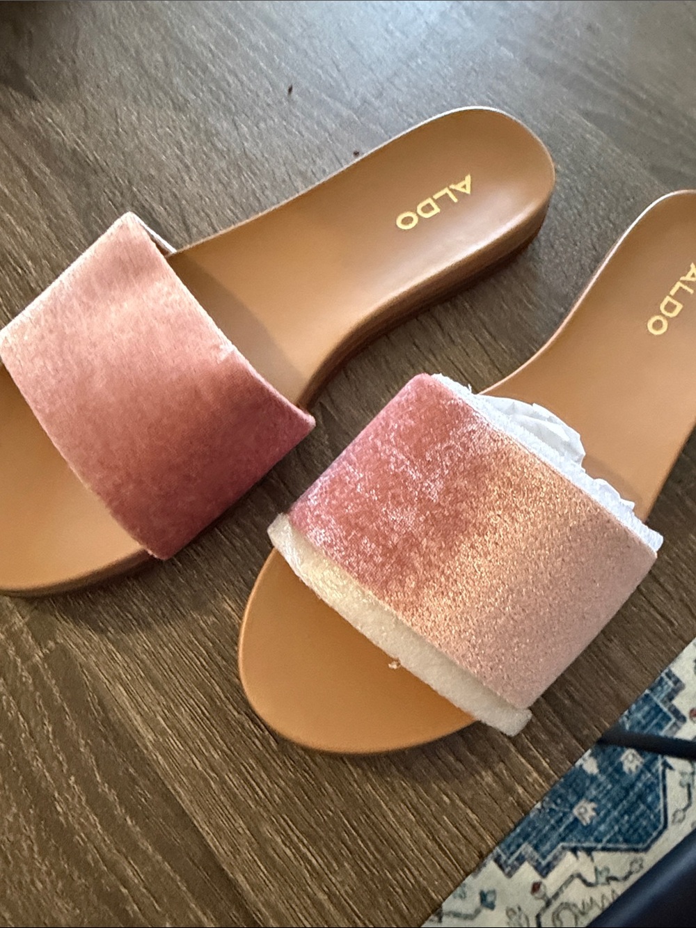 ALDO Blush Pink Velvet Slide Mules